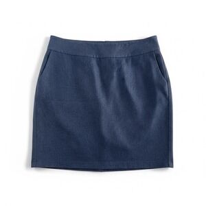 Merona Blue Cotton Blend‎ Mini Skirt Size 14 Pockets Back Vent Pencil Skirt